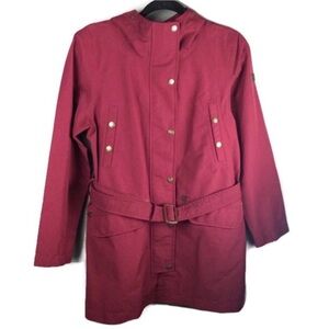 Aigle Tronader Gore-Tex Belted Hooded Leather Accent Red Jacket Size 36 Small